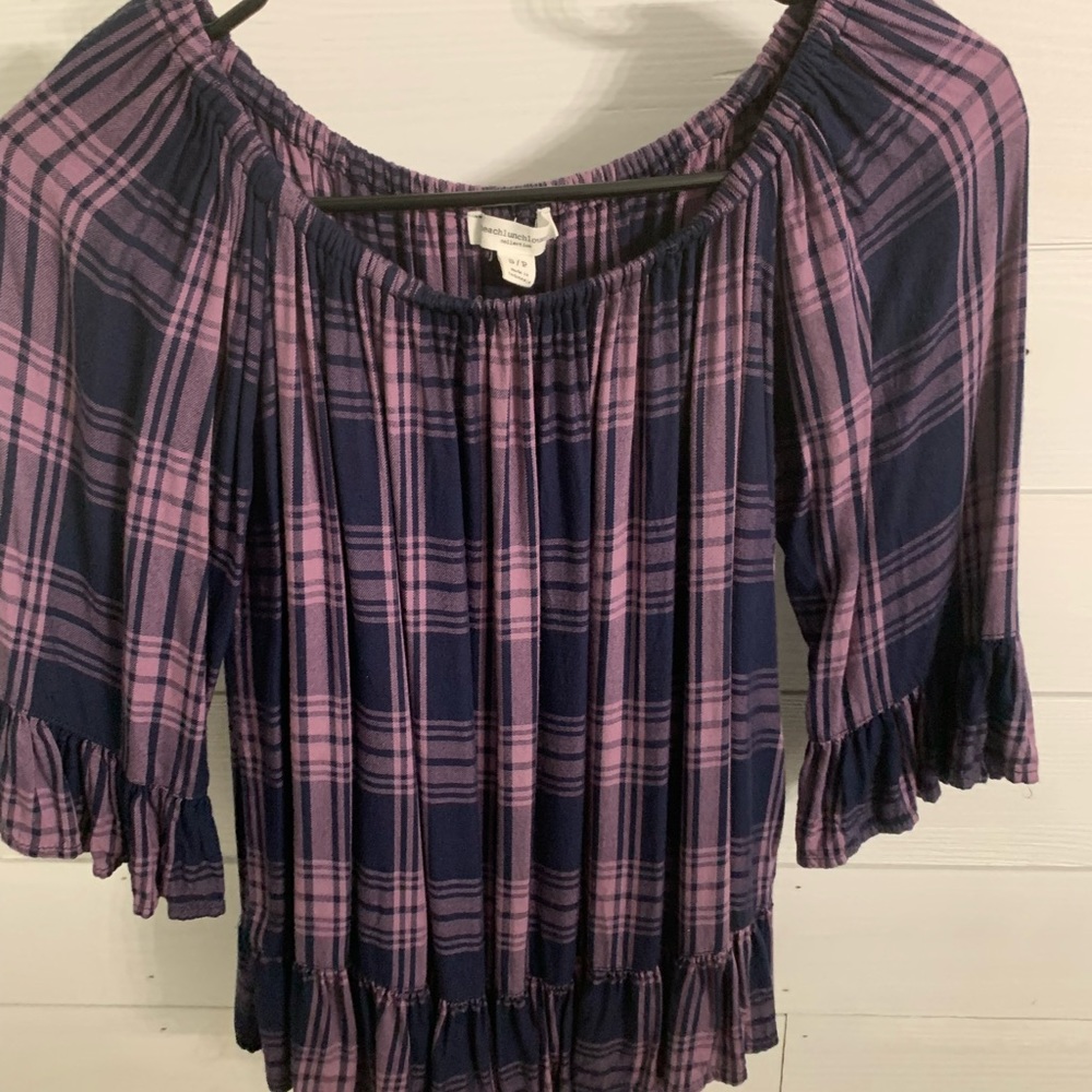 flannel black and purple flowy shirt